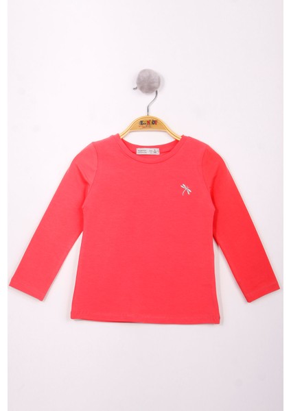 Kız Çocuk Göğsü Nakışlı T-Shirt