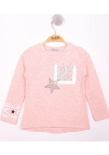 Kız Çocuk Yıldızlı Chic Baskılı T-Shirt