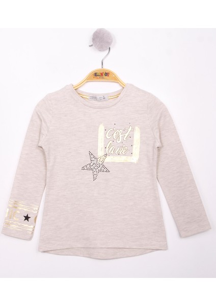 Kız Çocuk Yıldızlı Chic Baskılı T-Shirt
