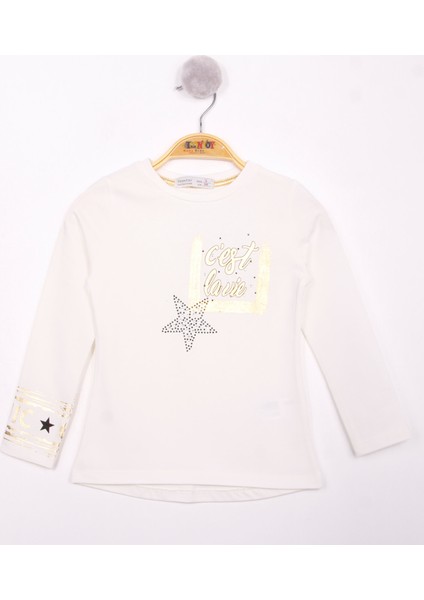 Kız Çocuk Yıldızlı Chic Baskılı T-Shirt