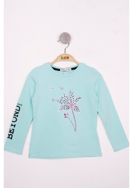 Kız Çocuk Çiçek Nakışlı T-Shirt