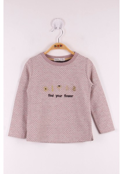 Kız Çocuk Yazı Nakışlı Puanlı T-Shirt