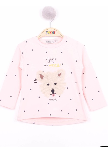 Kız Bebek Köpek Nakışlı T-Shirt