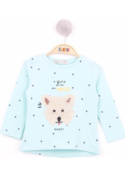 Kız Bebek Köpek Nakışlı T-Shirt