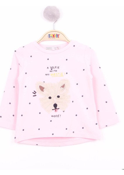 Kız Bebek Köpek Nakışlı T-Shirt
