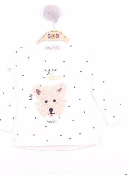 Kız Bebek Köpek Nakışlı T-Shirt