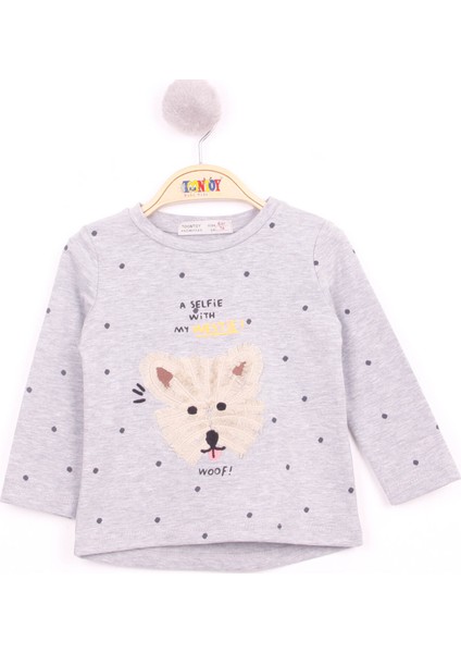 Kız Bebek Köpek Nakışlı T-Shirt