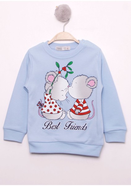 Kız Çocuk Best Friend Baskılı Pamuklu Sweatshirt