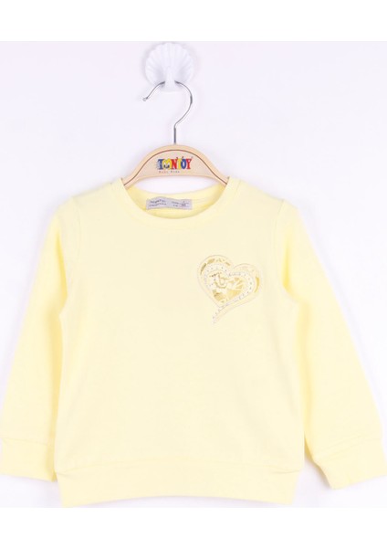 Kız Çocuk Göğsü Nakışlı Sweatshirt
