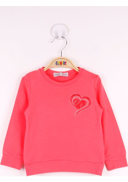 Kız Çocuk Göğsü Nakışlı Sweatshirt