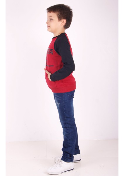 Erkek Çocuk Reglan Kol Detaylı Cepli Sweatshirt