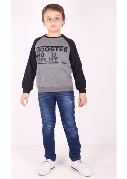 Erkek Çocuk Reglan Kol Detaylı Cepli Sweatshirt