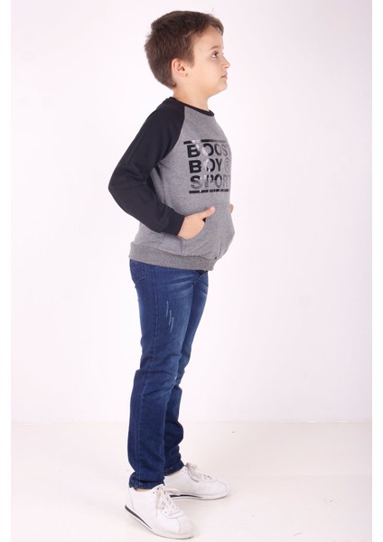Erkek Çocuk Reglan Kol Detaylı Cepli Sweatshirt