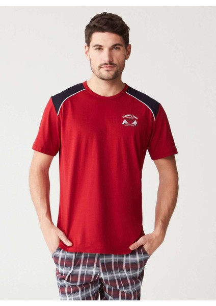 3240 Erkek Pijama Takımı - Bordo