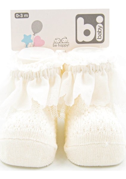 Dantelli Bebek Çorabı 68153 0 - 3 Ay