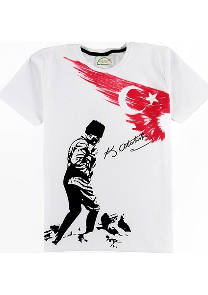 Atatürk Tişört Baskılı Çocuk 14-17 Yaş Beyaz 25474125