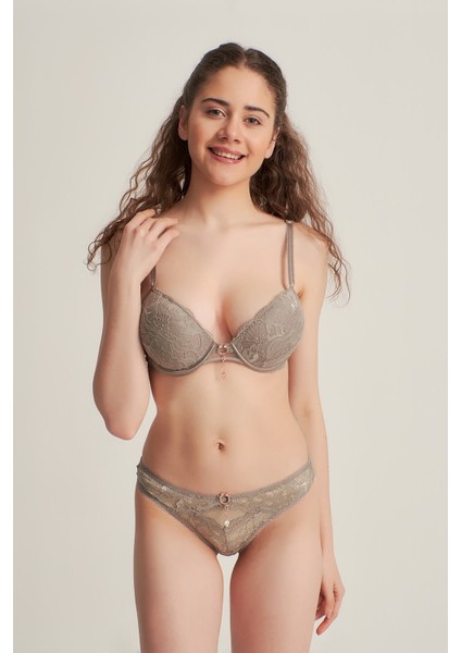 5040 Push Up Dantelli Sütyen Takım Bordo