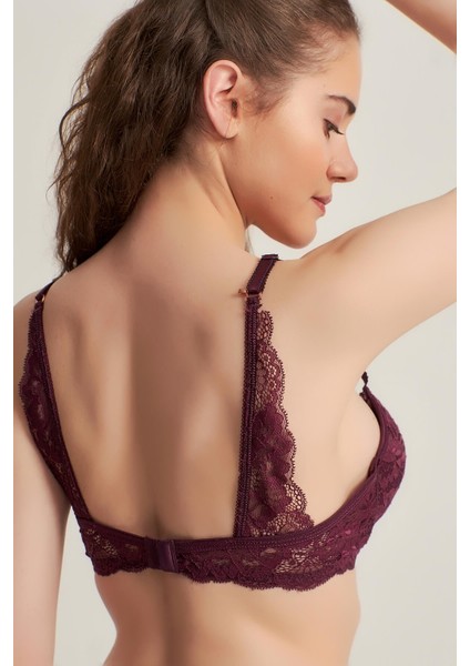 5040 Push Up Dantelli Sütyen Takım Bordo modelleri