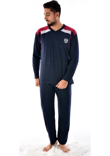 Erkek Uzun Kol Süprem Pijama Takımı Lacivert