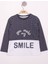 Kız Çocuk Kareli Kumaşlı Smile Baskılı T-Shirt 1