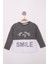 Kız Çocuk Kareli Kumaşlı Smile Baskılı T-Shirt 1