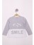 Kız Çocuk Kareli Kumaşlı Smile Baskılı T-Shirt 1