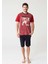 3237 Erkek T-Shirt Şort Takım - Bordo 1