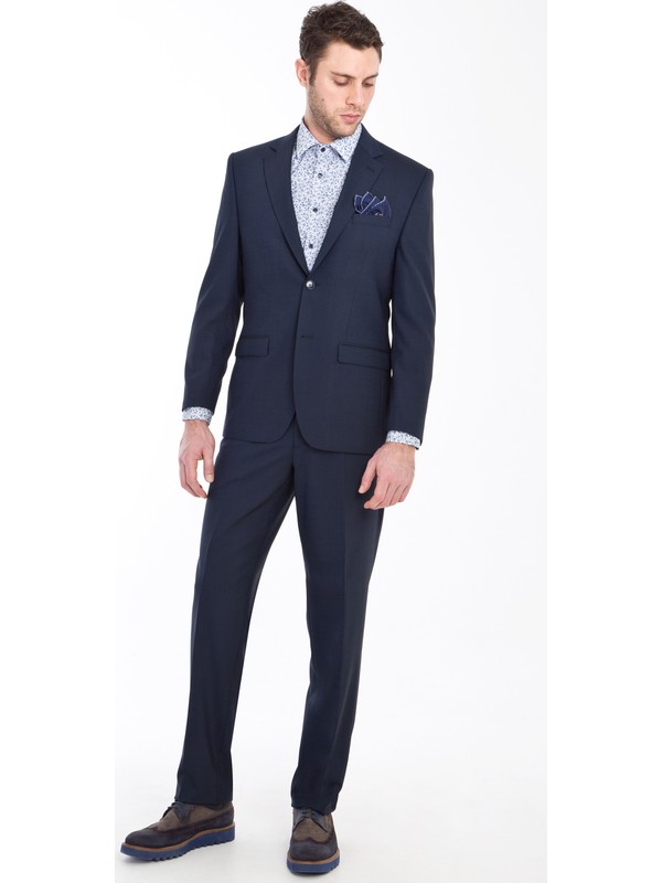 Erkek Mavi Slim Fit Yelekli Takim Elbise 6k1d76yl66056 Kigili