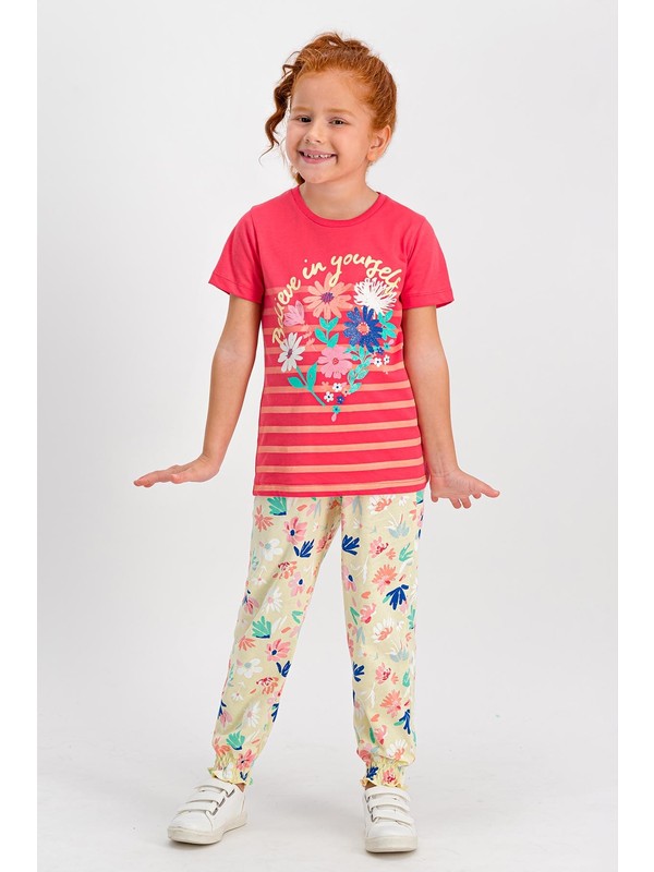 RolyPoly Believe Yourself Nar Çiçeği Kız Çocuk Pijama Takımı