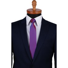 Kravatkolik Kırmızı - Mavi Nokta Desen Slim Kravat SK7336