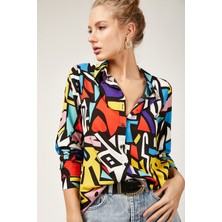 Bigdart 3721 Mix Grafik Desenli Viskon Gömlek