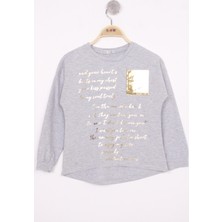 Toontoy Kız Çocuk Varaklı Cep Baskılı T-Shirt