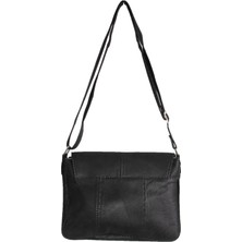 Dericlub 2034L Gerçek Deri Kadın Çapraz Çanta Siyah