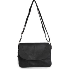 Dericlub 2034M Gerçek Deri Kadın Çapraz Çanta Siyah