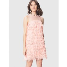 Roman Kadın Sırt Ve Omuz Detaylı Pembe Elbise-K1811089-038