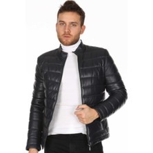 Derimont Deri Erkek Lacivert Şişme Deri Mont