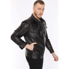 Derimont Deri Erkek Deri Mont Siyah Casguet