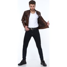 Derimont Deri Tomris Kahverengi Erkek Deri Ceket