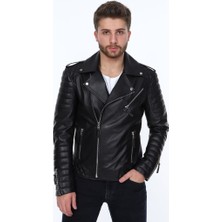 Derimont Deri Manuel Siyah Erkek Deri Ceket