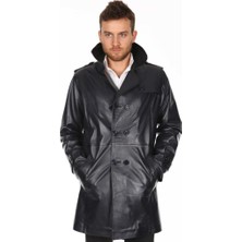 Derimont Deri Erkek Siyah Deri Parka