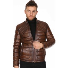 Derimont Deri Erkek Taba Şişme Deri Mont