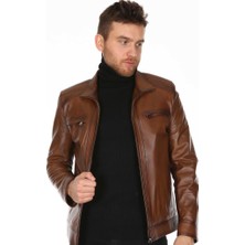 Derimont Deri Erkek Kahve Casual Deri Mont