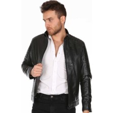 Derimont Deri Erkek Casual Hakim Yaka Deri Mont