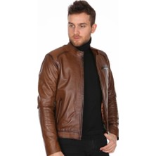 Derimont Deri Erkek Düz Kahve Deri Mont