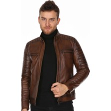 Derimont Deri Erkek Spor Kahve Deri Mont