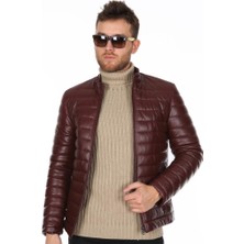 Derimont Deri Erkek Bordo Şişme Deri Mont