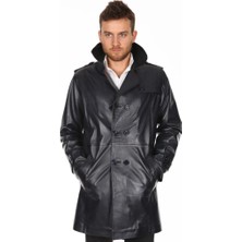 Derimont Deri Erkek Siyah Deri Parka