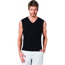 Özlem Donex 2131 Erkek Ribana V Yaka Sıfır Kol Atlet Siyah