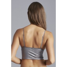 Penti Parlak Gri Luna Leather Bralet