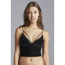 Penti Parlak Siyah Luna Corded Bralet